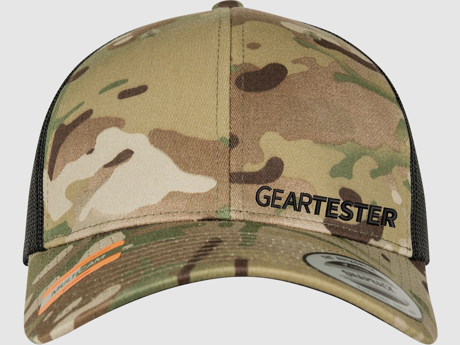 Geartester Multicam Retro Trucker-Kappe, kleines Logo