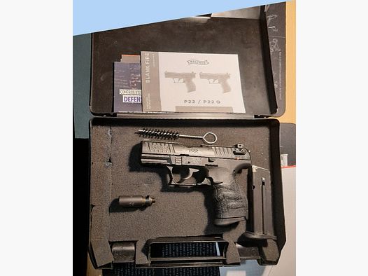 Walther P22Q Pistolet d'alarme 9mm P.A.K. noir (PTB 778) - avec 2 chargeurs