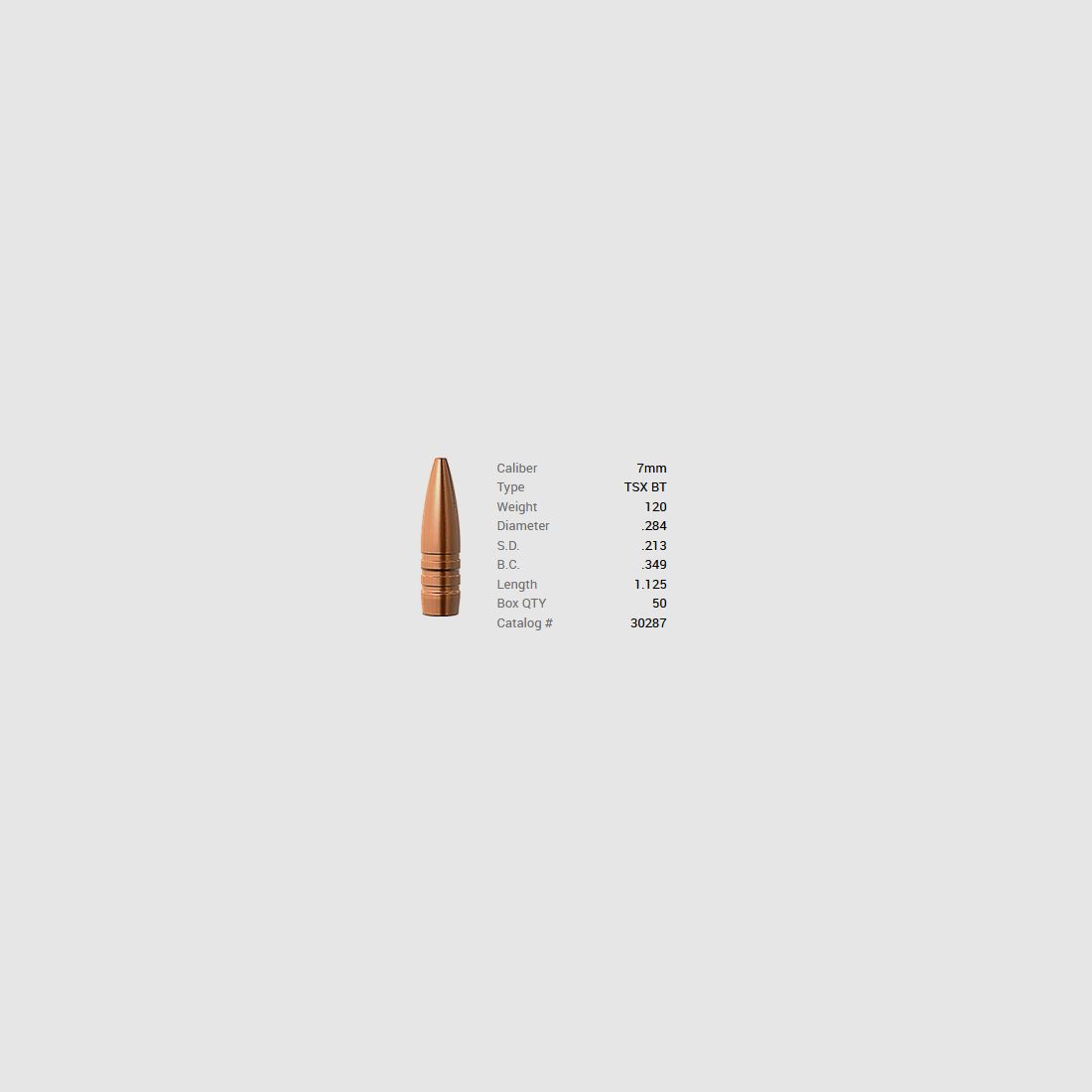 Barnes Geschoss 7mm/.284 120GR TSX BT 50 Stück
