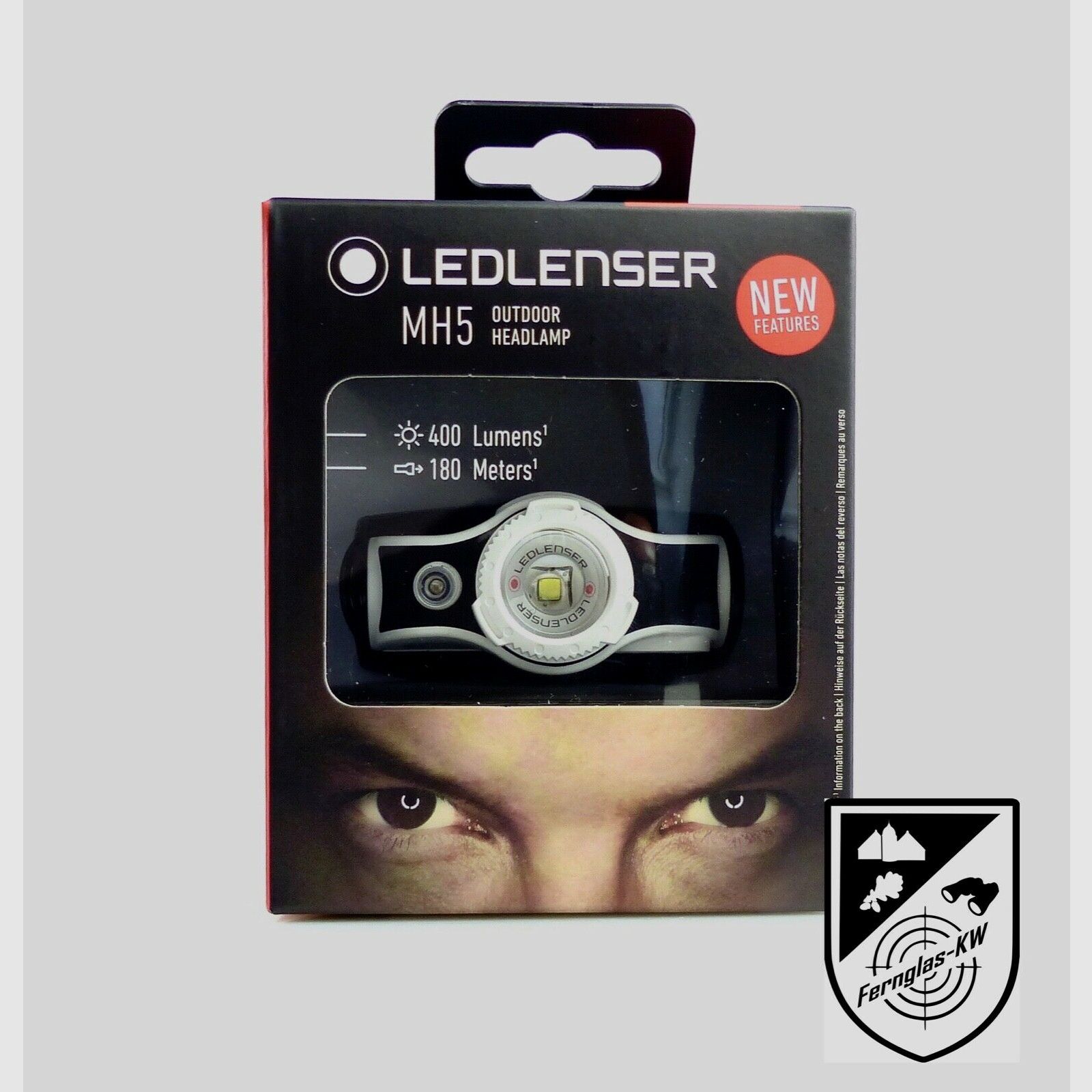 Ledlenser 502146 LED lampada frontale MH5 Nero Bianco NUOVA con luce rossa cavo di ricarica magnetico