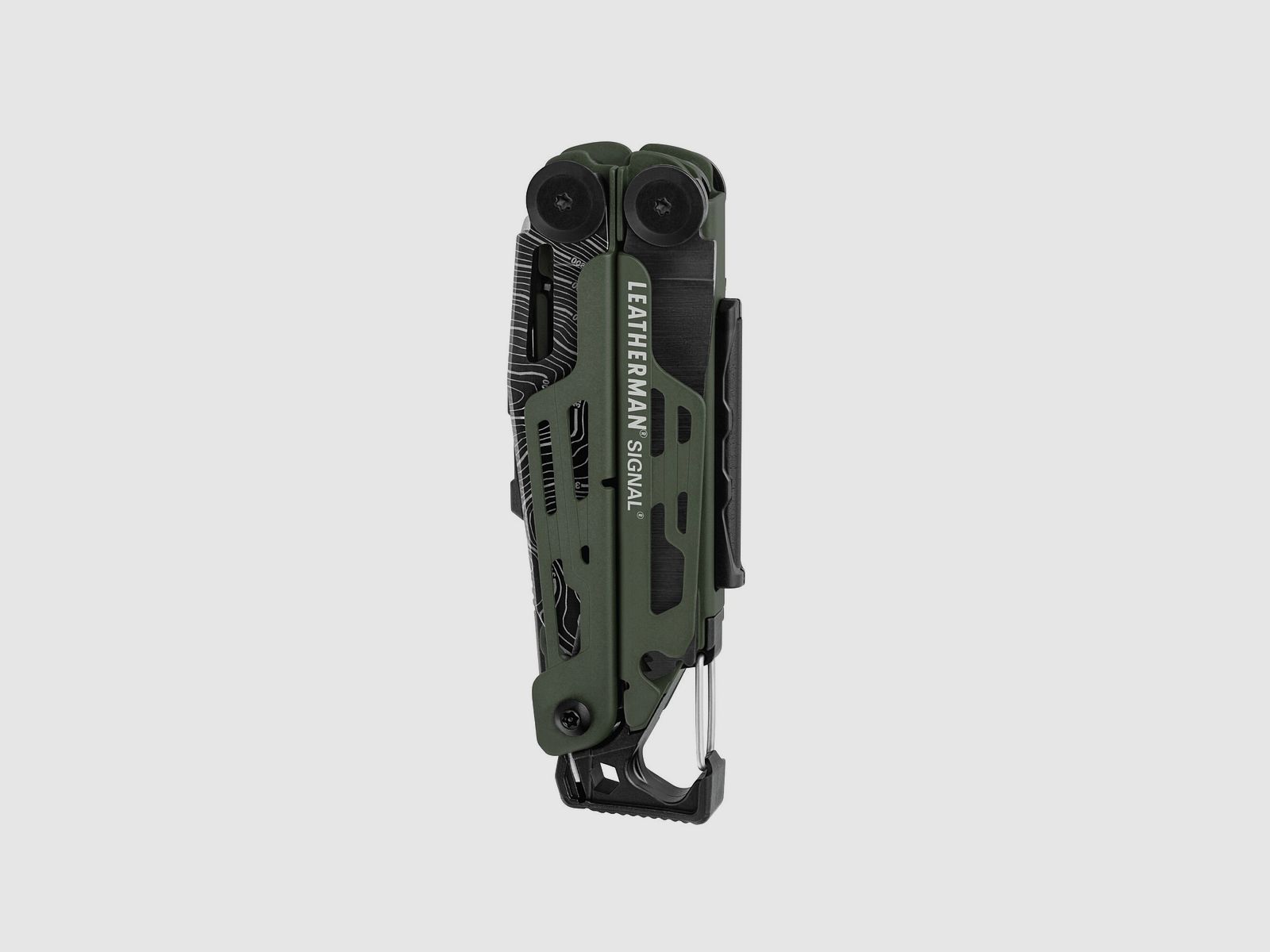 Leatherman SIGNAL Green Topo, Molle Holster, Schwarz, L