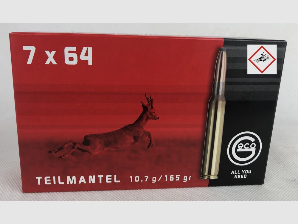 Geco Softpoint cartuccia da caccia cal. 7X64 TM 165gr