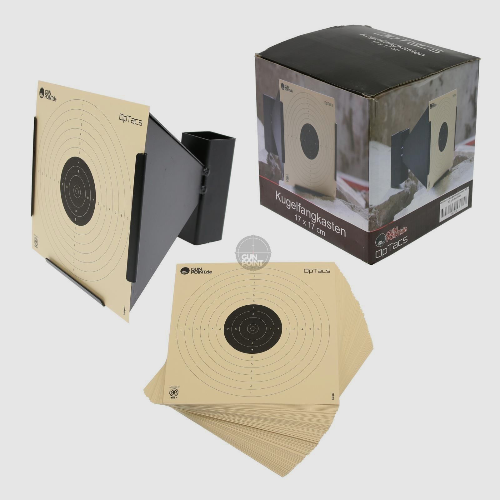 OpTacs - Trampa de balas 17 x 17 cm con embudo incluye 50 dianas