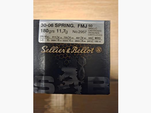 Sellier & Bellot 2957 .30-06 SPRING FMJ full metal jacket 11.7g / 180grs.