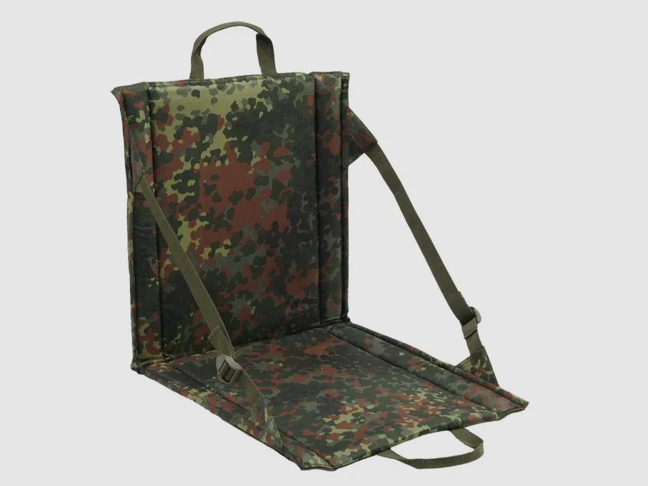 Faltsitz mit Tragegriff + Netztasche für 2 Getränkeflaschen - BW Flecktarn