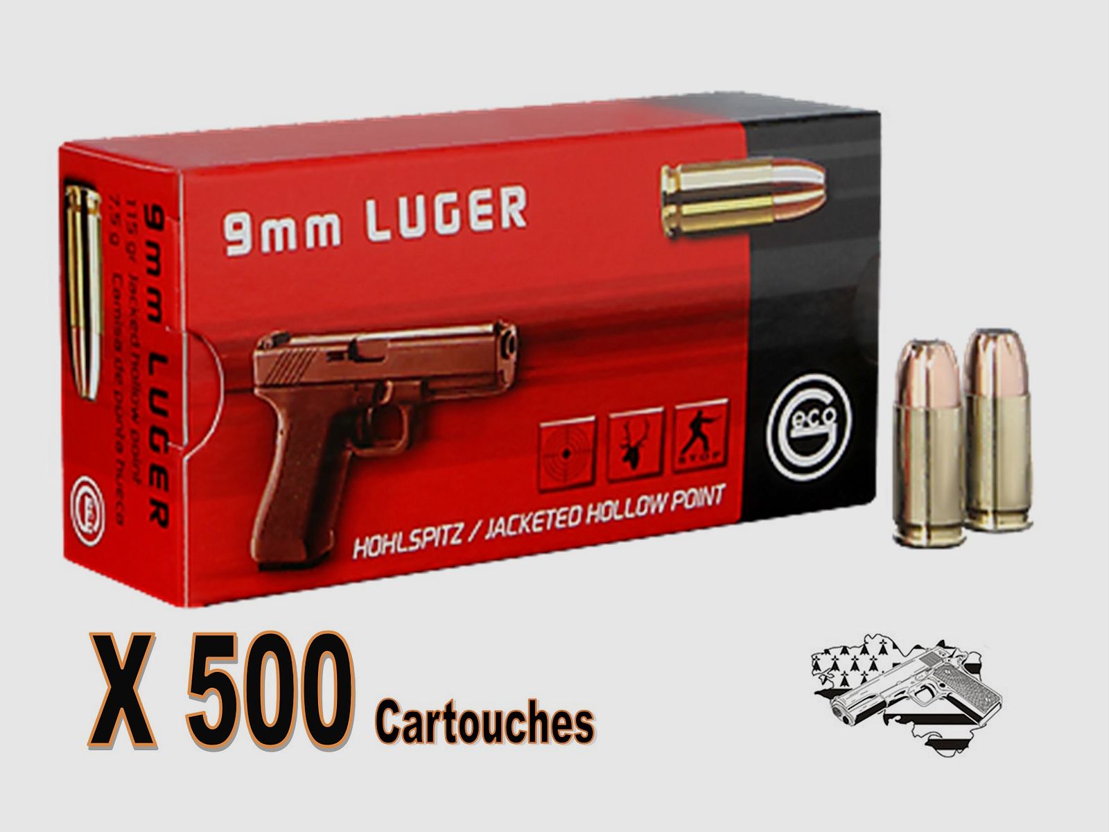 GECO 9×19 mm JHP 115 grs per 500