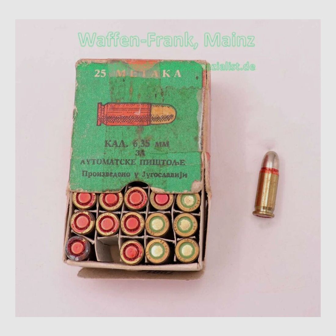 Munitions de pistolet yougoslave inconnues 6,35mm Browning/.25ACP