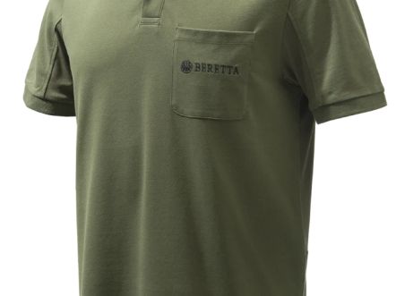 -40% BERETTA Poloshirt Airmesh grün 95% Baumwolle Kurzarm mit Brusttasche gesticktes Logo Größe: M