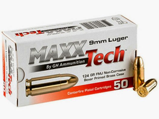MaxxTech 124grs FMJ 50STK