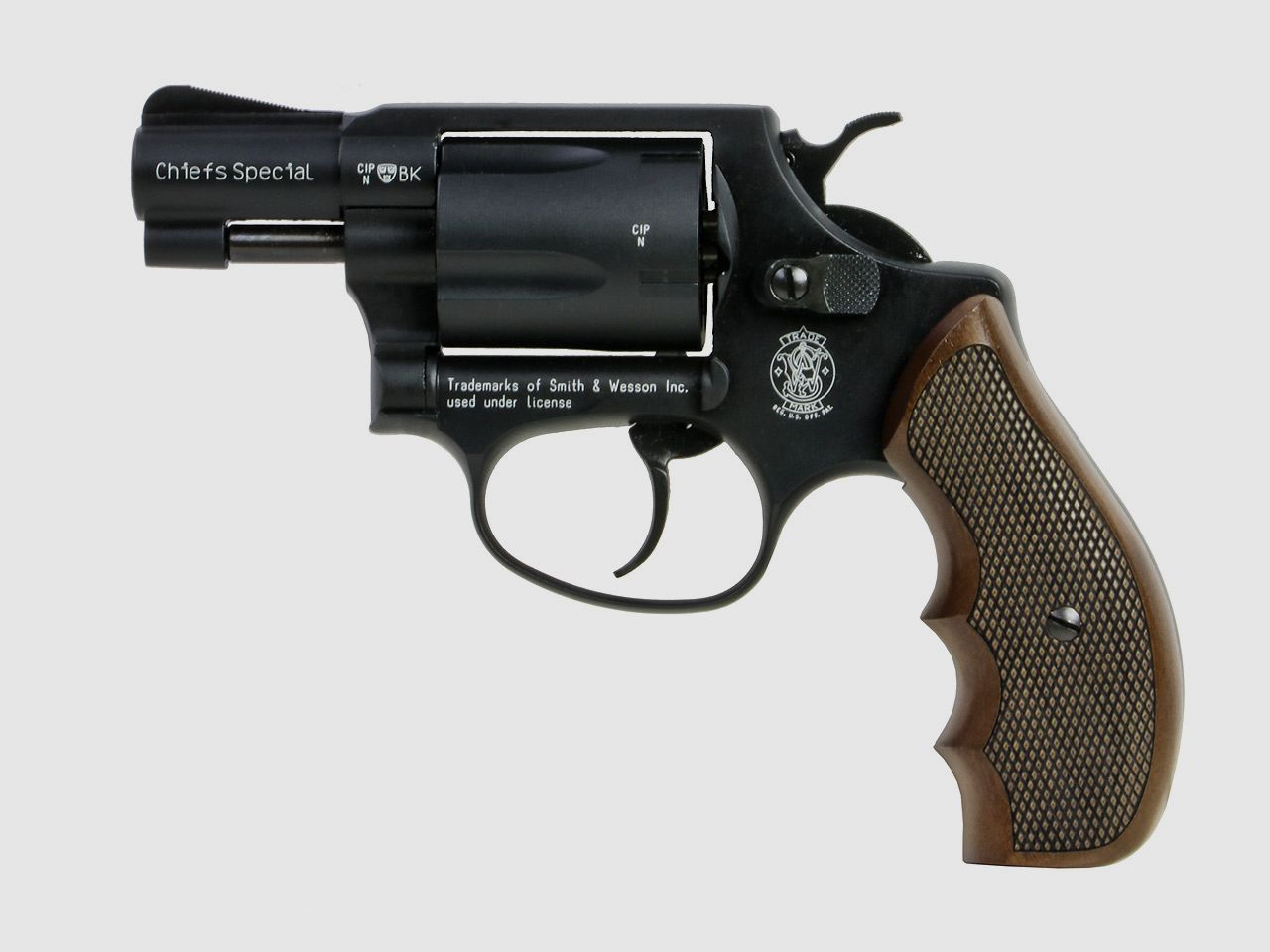 Combat Holzgriffschalen fĂĽr Schreckschuss-, Gas-, Signalrevolver Smith&Wesson und Reck Chiefs Special Fischhaut