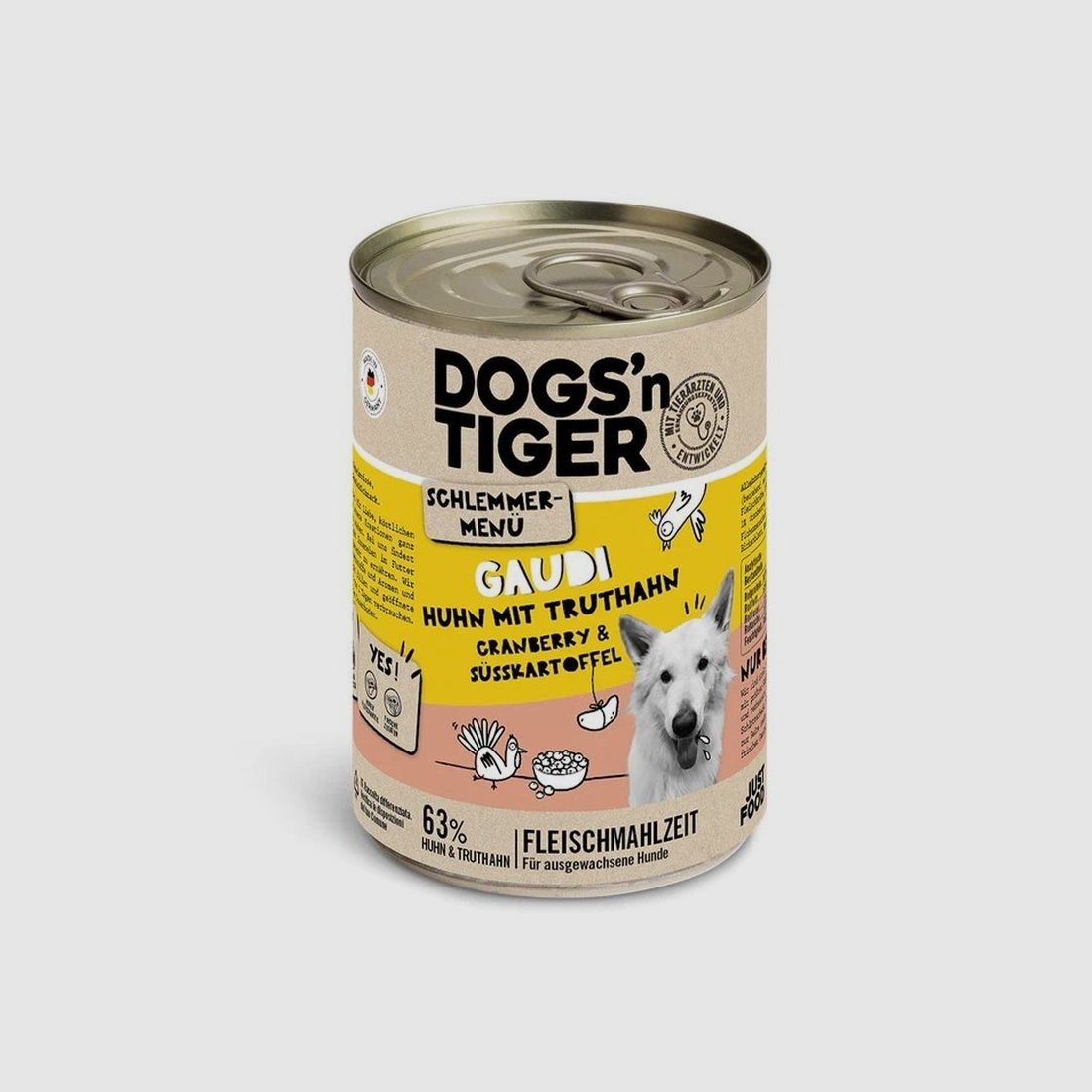 Dogs'n Tiger Hunde Nassfutter Gaudi Huhn & Truthahni 400 g