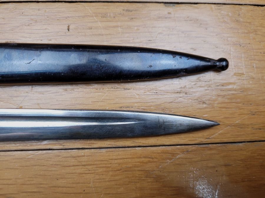 Bellissimo e raro tagliacarte dell'Impero tedesco a forma di KS 98 – Periodo della Prima Guerra Mondiale 14/18 – impugnature in corno – BE+ / TBE, immagine 4 di 7