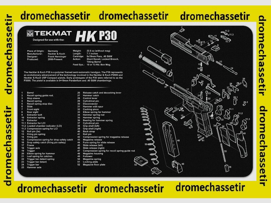 Reinigungstuch Neopren Dekor Pistole H&K P30