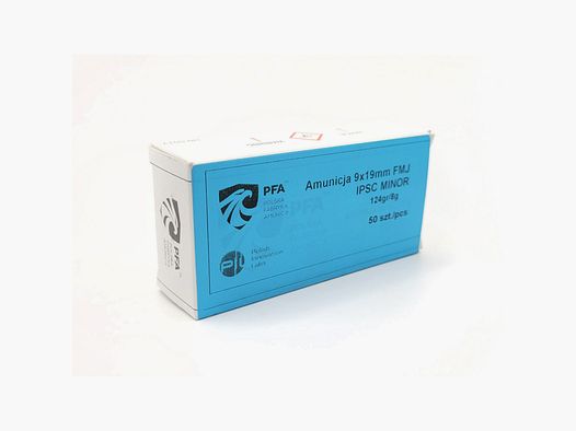 Amunicja PFA 9x19mm FMJ IPSC MINOR 8g/124gr (50)
