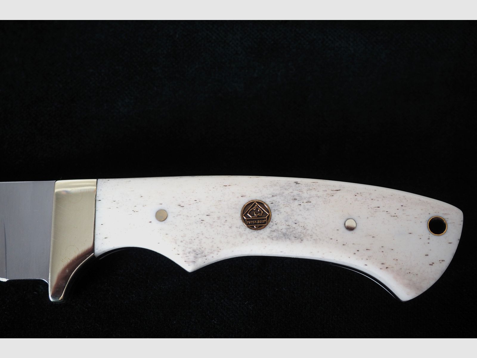 Puma SGB Coyote Glattes Weißes Knochen-Jagdmesser mit Lederscheide, Vitrinen Stück aus Sammlung, Neu und unbenutzt