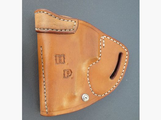 Kabura HKDesign Art. Nr. 035 "Secret Service" do SIG 226 z wszytymi skórzanymi szynami na przedni celownik dla leworęcznych, 2. gatunek z powodu monogramu