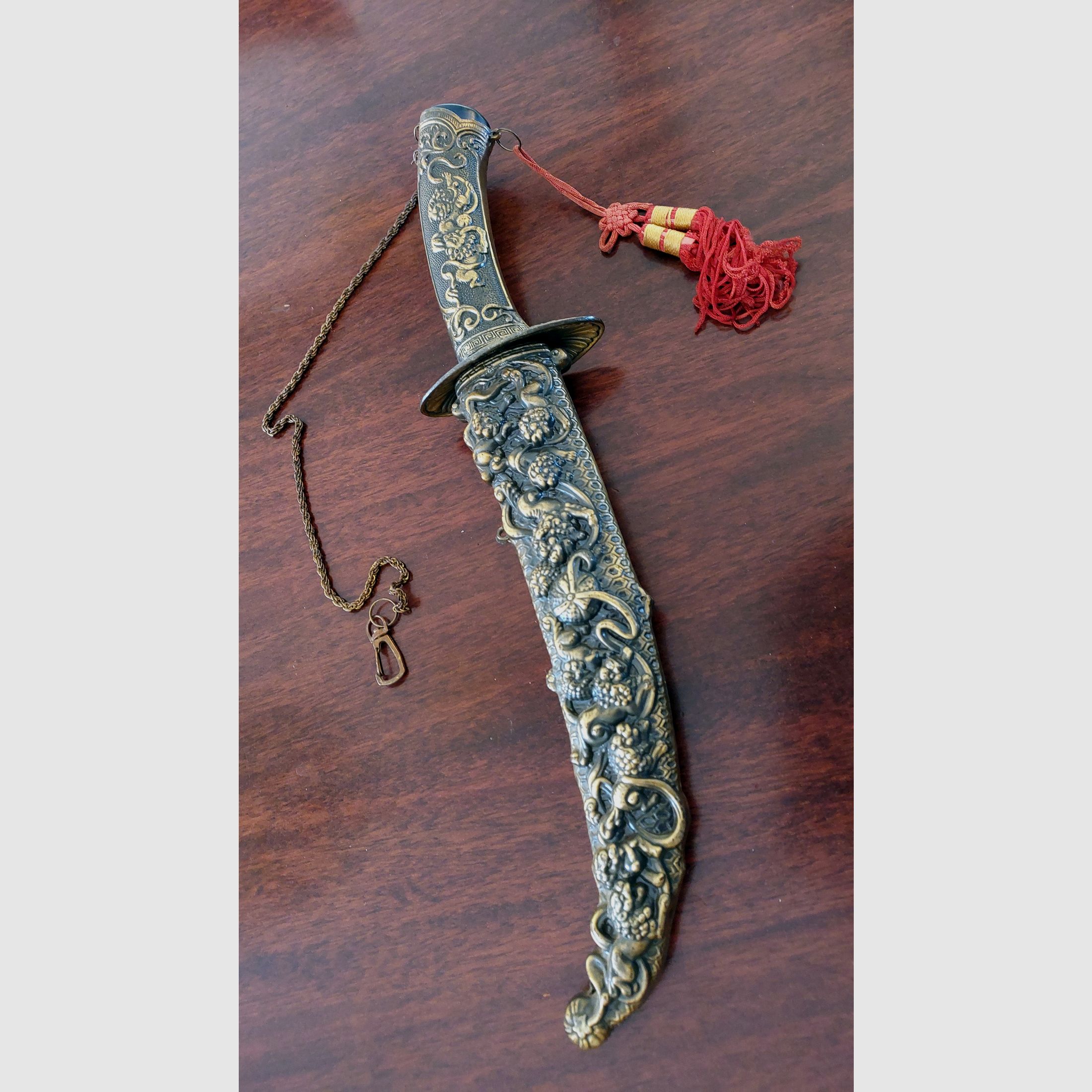 REPLIKA Chinesischer Zeremonial-Dolch Chinesischer Löwenhund Dolch Deko