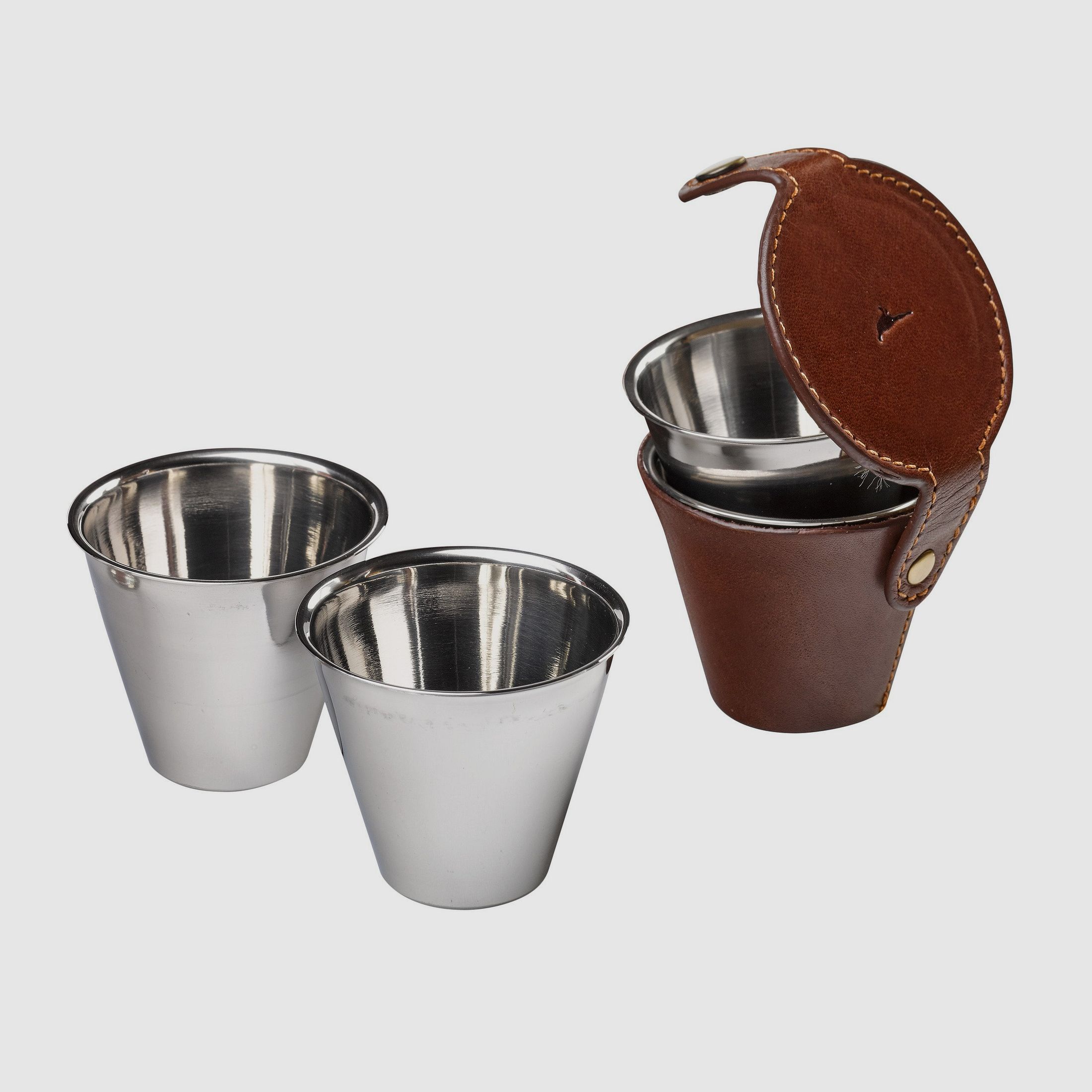 Laksen Lederetui mit 4 Bechern