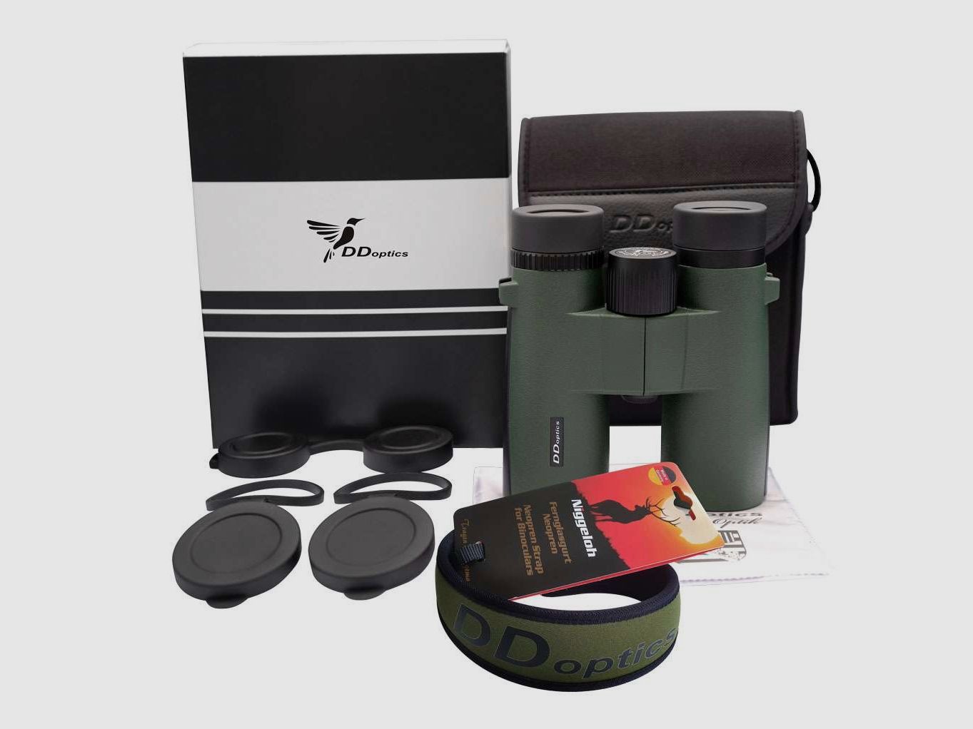 DDoptics 440120031 Fernglas Kolibri 8x42 Gen3 grün mit Tasche und Trageriemen