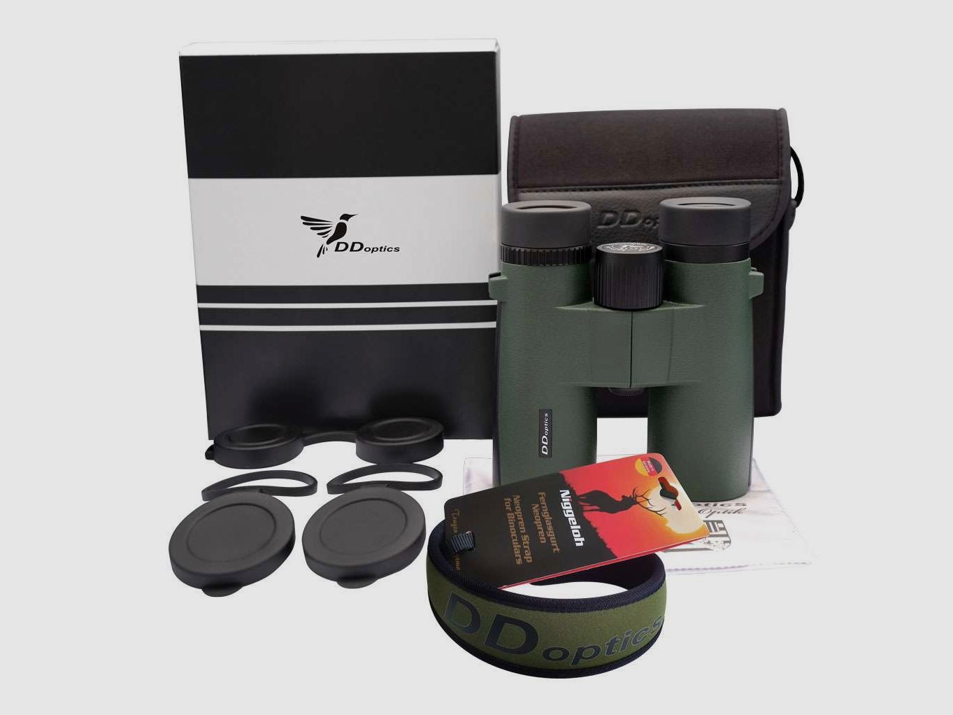 DDoptics 440120031 Fernglas Kolibri 8x42 Gen3 grün mit Tasche und Trageriemen