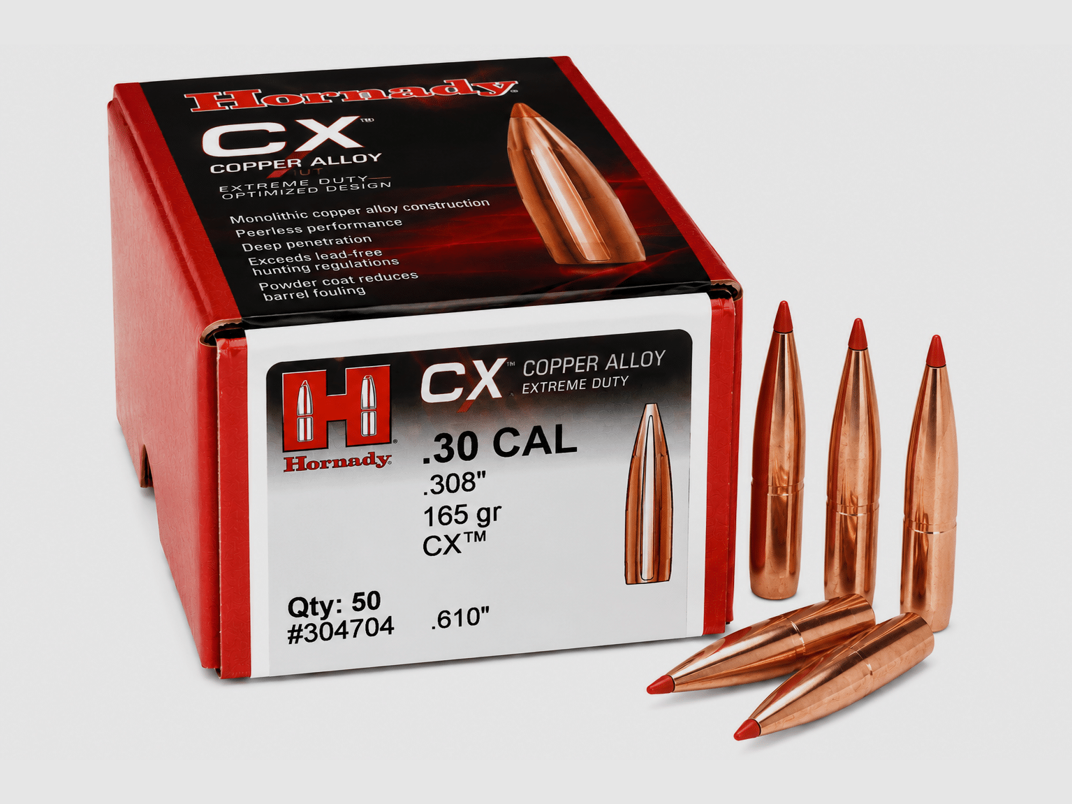 Hornady Geschoss .30 Cal. – CX (bleifrei) 165grs. – 50 Stk.