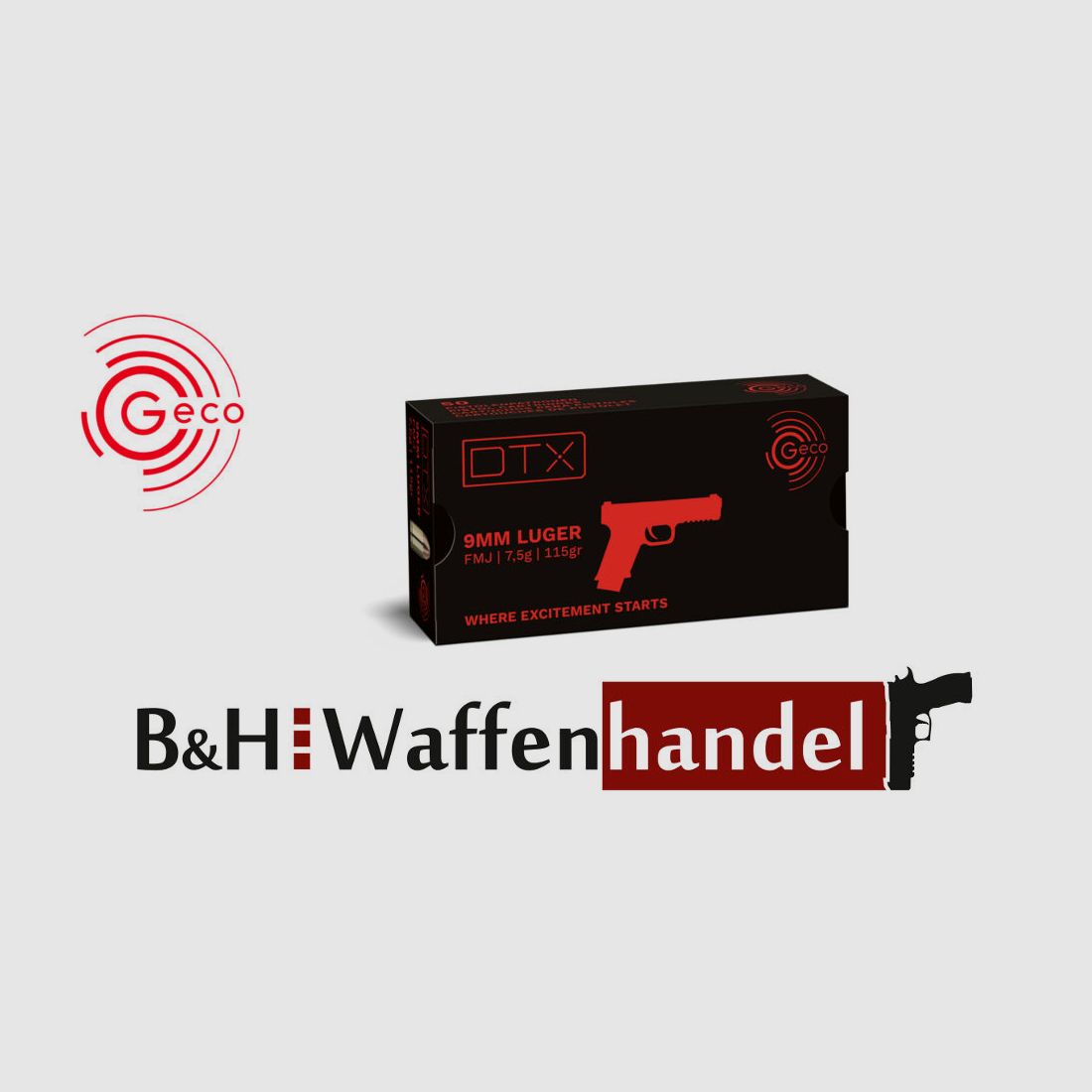 Geco	 50-Schuss: 9mm Luger / 7,5g - 115gr. / FMJ - VMR / DTX 9x19
