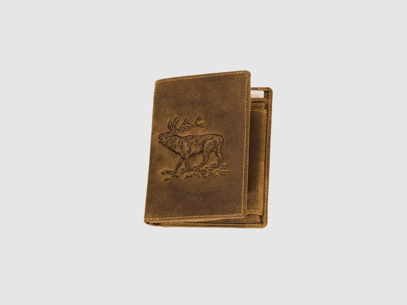 Wallet portrait format with deer embossing