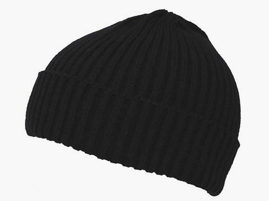 Beanie, acrylic, black, finely knitted, short