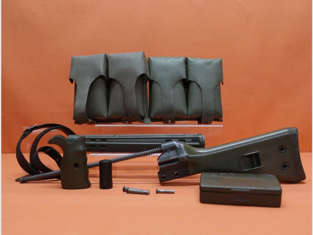 BUND SURPLUS Heckler&Koch/H&K HK G3 Komplett-Set oliv BUND H&K Handschutz/Pistolengriff/Schulterstütze/Mag.T.SSt