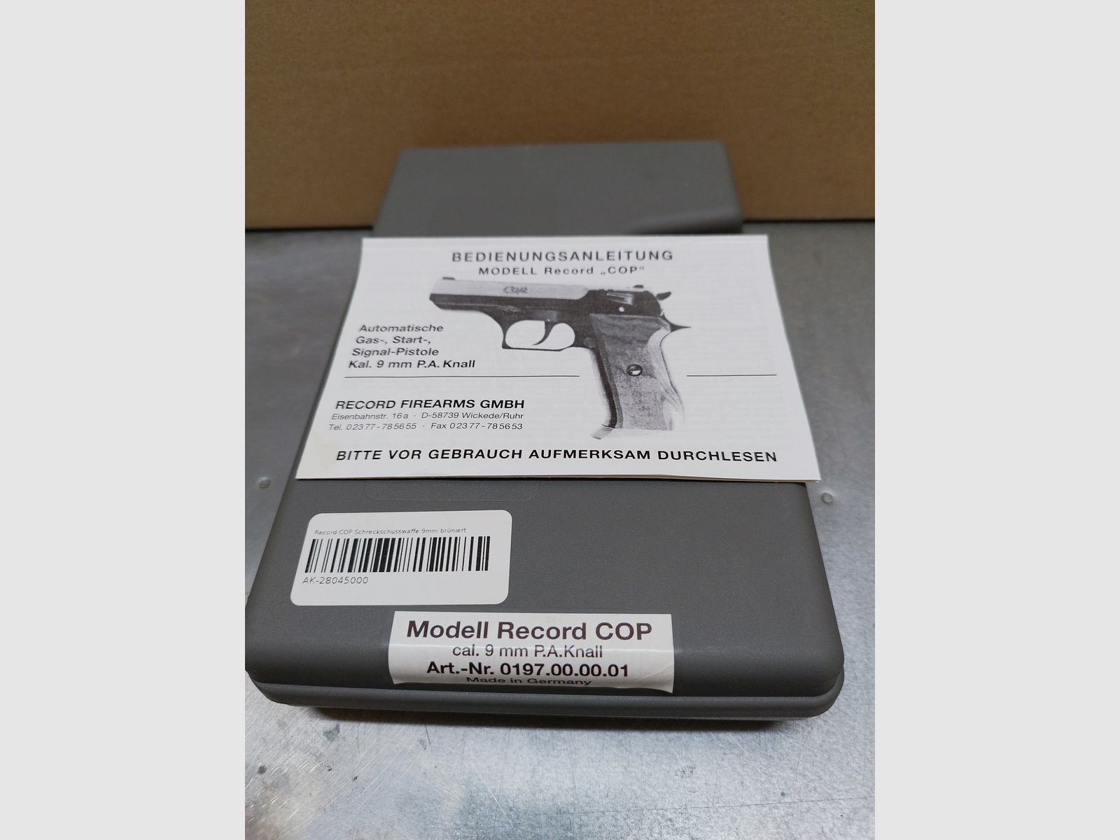 Record COP pistola a salve 9 mm P.A.K brunita + caricatore di riserva!!