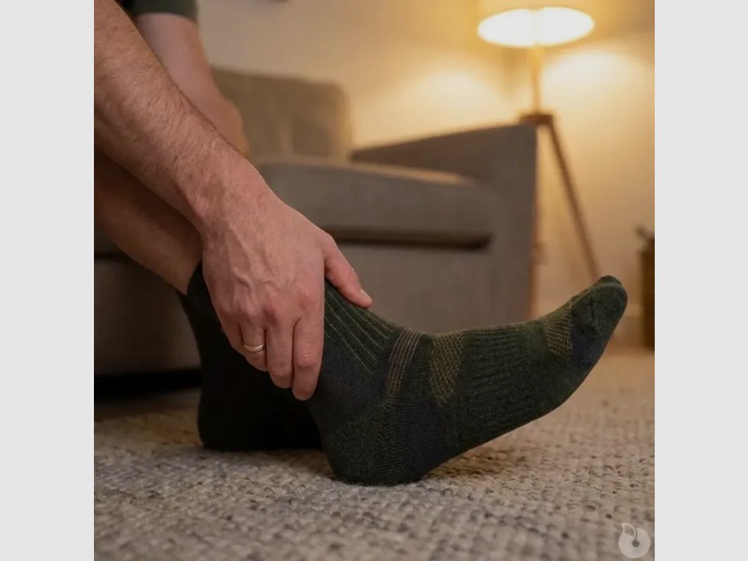 Mid-calf socks deer khaki merino wool 40% polyamide, image 1 of 8