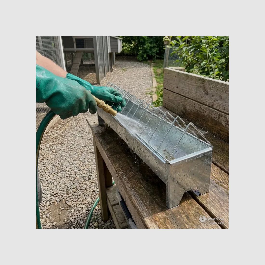 GAUN Eco verzinkter linearer Futterspender 75 cm für erwachsene Geflügel, Bild 4 von 8