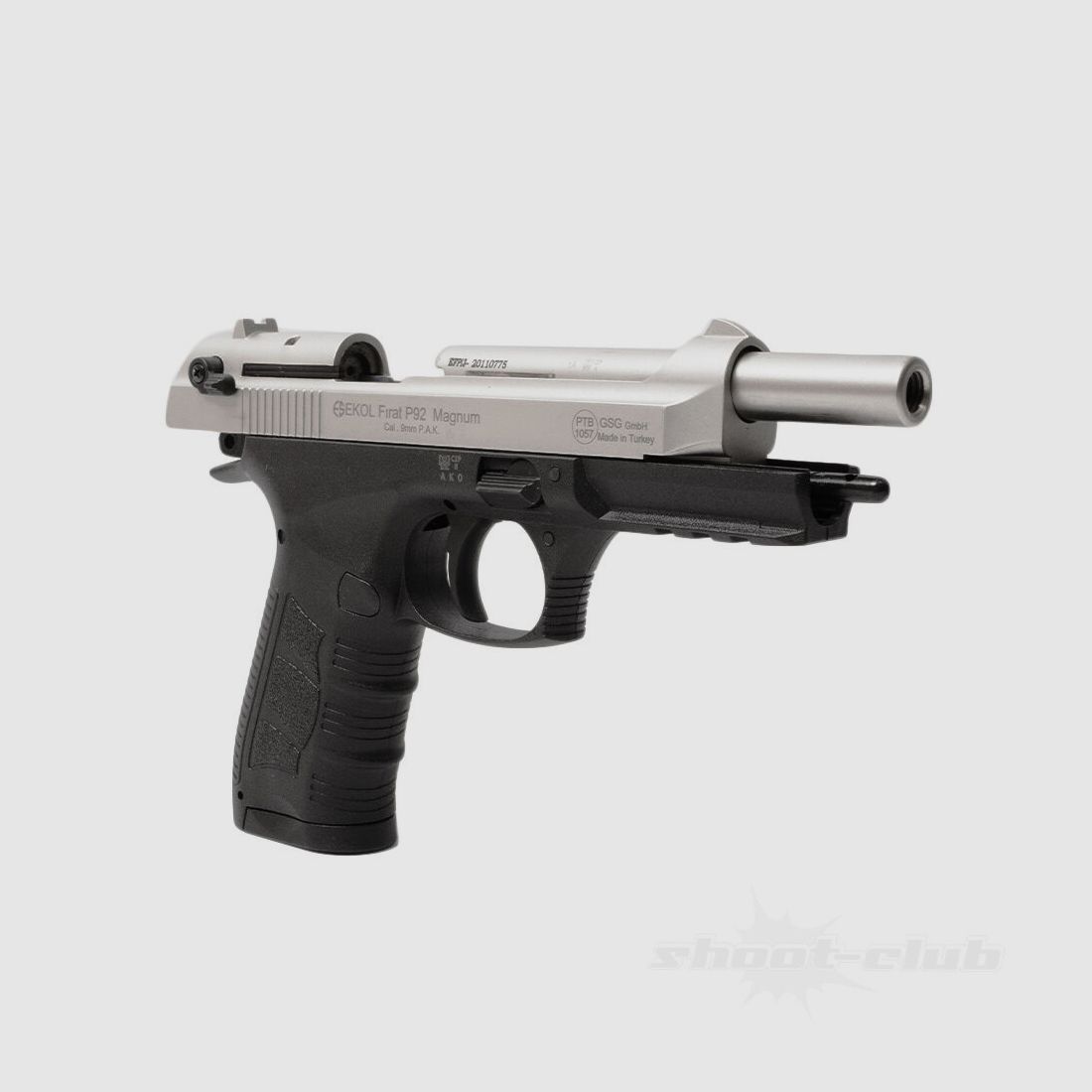 Ekol P92 Magnum Schreckschusspistol 9mmPAK Nickel Platzpatronen