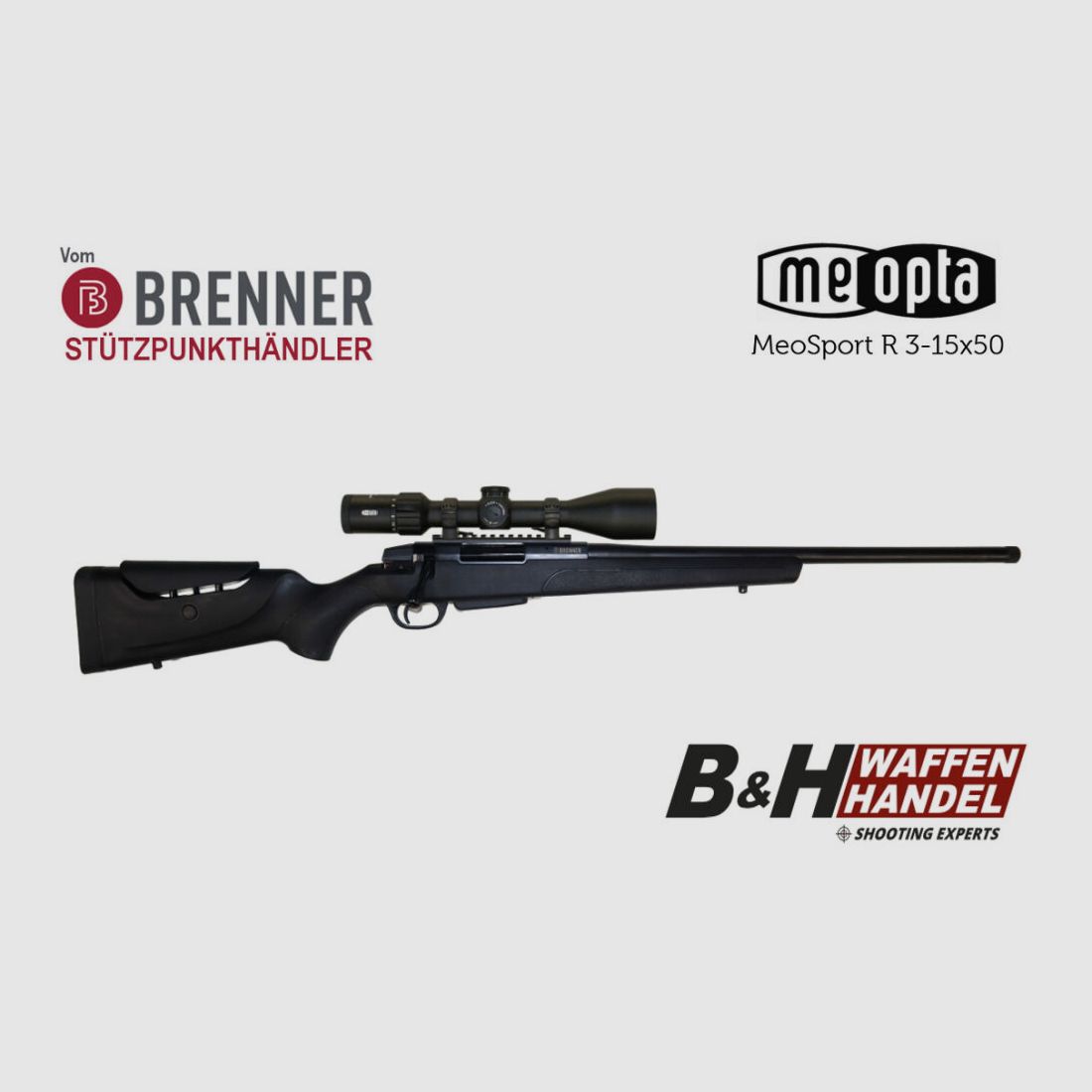 Brenner Komplettpaket: Brenner BR20 Polymer mit Meopta MeoSport 3-15x50 (Parallaxe Verstellung)