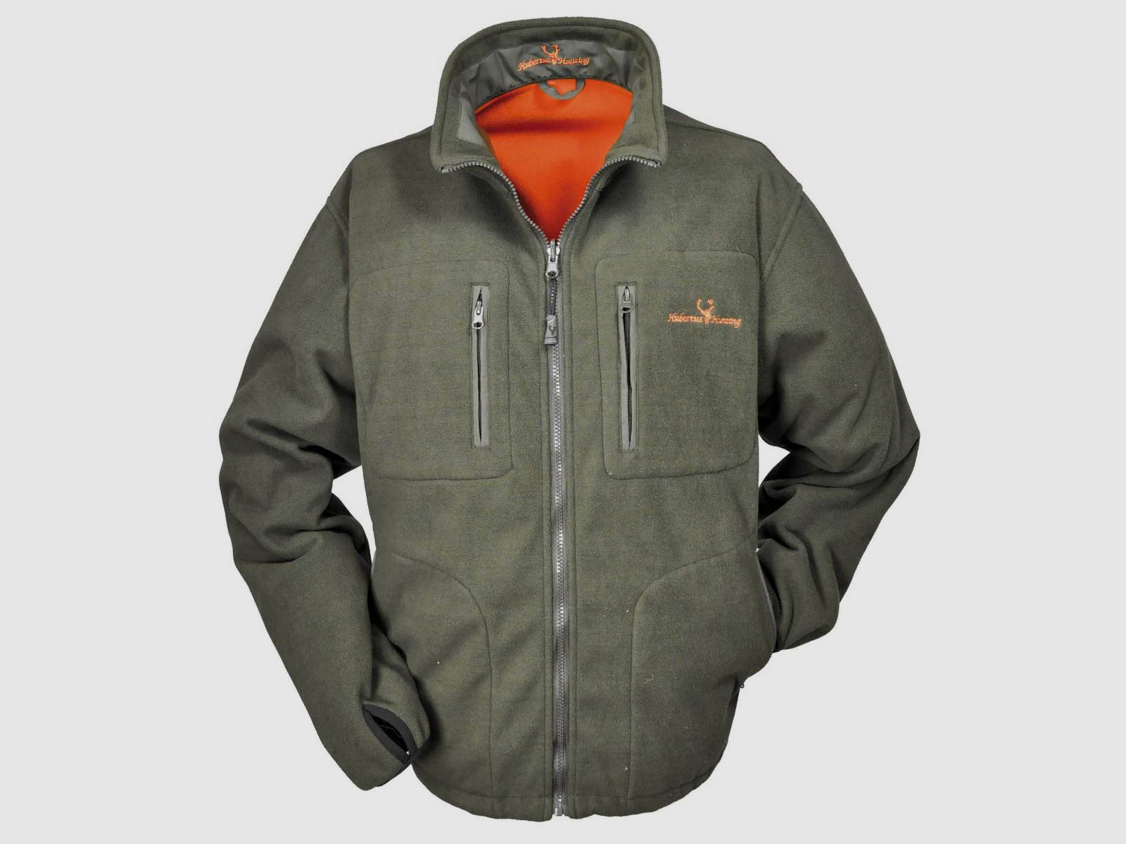 Hubertus Warn Wende Fleecejacke Olive-Orange