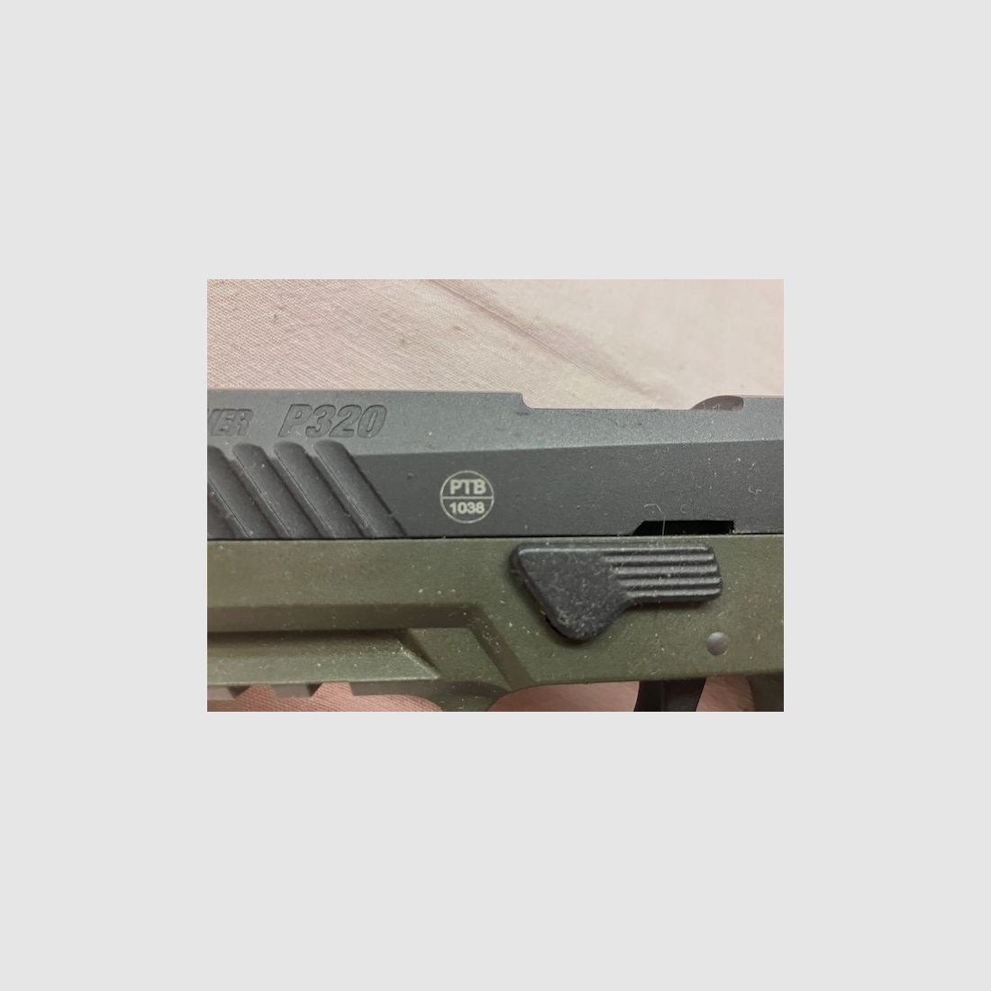 SIG SAUER P320 OD-GREEN, cal. 9mm P.A.K. PTB Nr. 1038