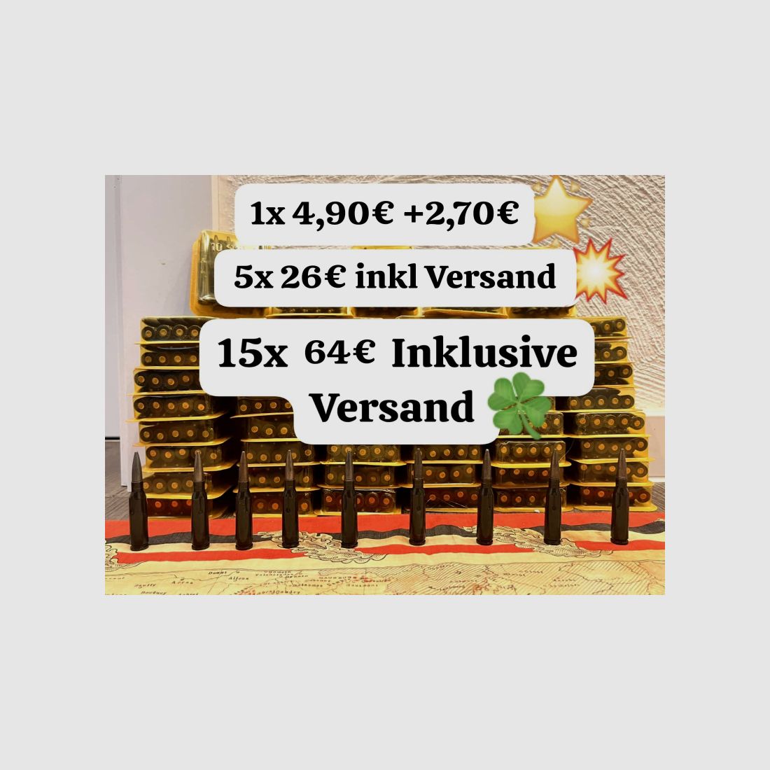 10x AK74 5,45x39mm EX Inert Flak Panzer Granate Munition