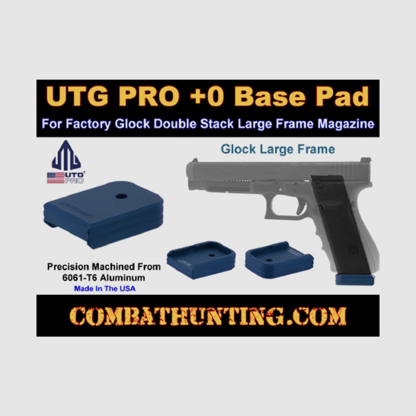 UTG PRO +0 Base Pad, Glock Large Frame .45ACP/10mm, Czarny lub Niebieski Aluminium