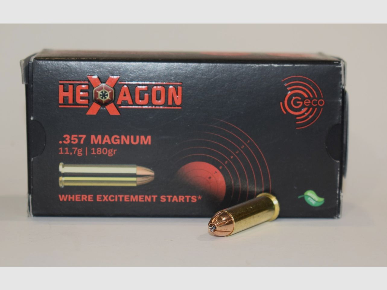 boite 50 cartouches GECO 357 magnum Hexagon 180 Grains