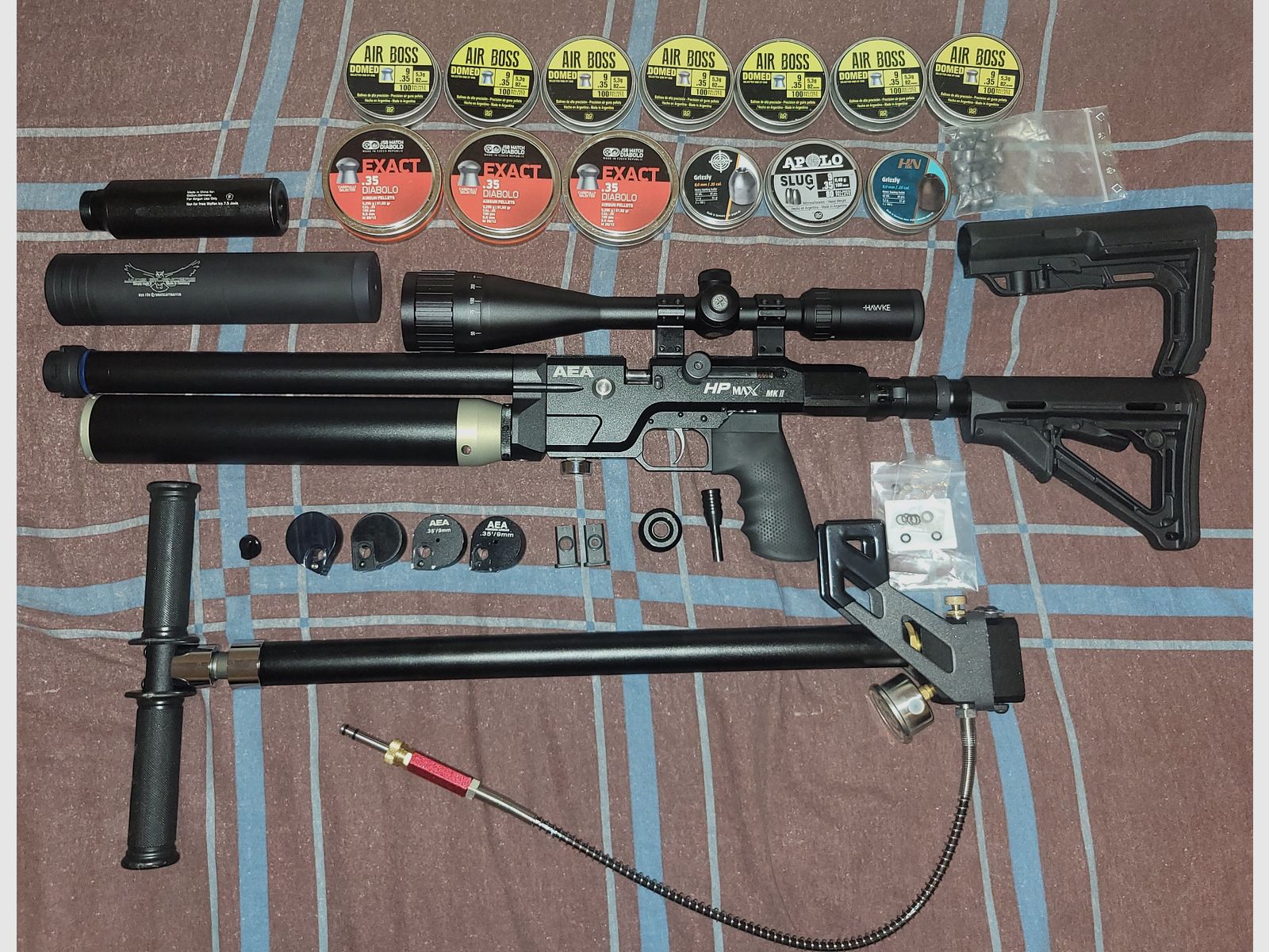 AEA HP MAX Mk.2 mit JADS Waldkauz Schalldämpfer, Hawke Vantage Zielfernrohr und viel mehr