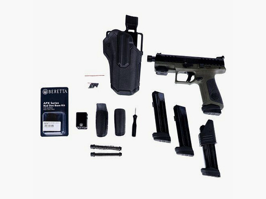Pistolet Beretta APX A1 Tactical / 9mm / olive avec beaucoup d'accessoires