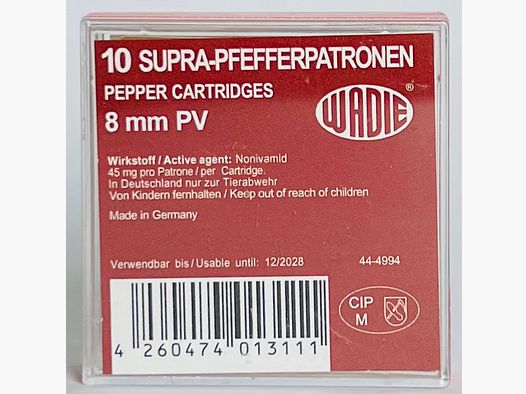 Cartucce di pepe 8 mm P.A.K. per pistole 10 pz.