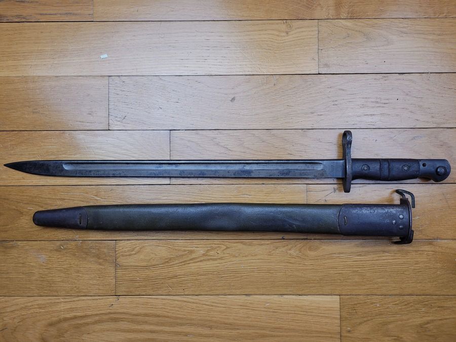 Raro Baionetta US17 – fabbricazione Winchester del 1917 – Buona fondina US di 2° tipo – Testa d'aquila + granata – TBE+, immagine 9 di 13