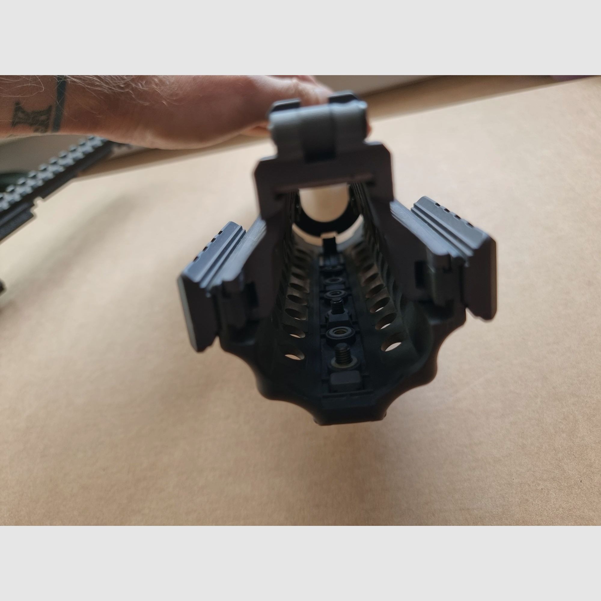 *RARA* A.R.M.S. - Sistema de riel #50-C con miras de gas plegables #41-BL y miras traseras #40-L - AR15 de los 2000