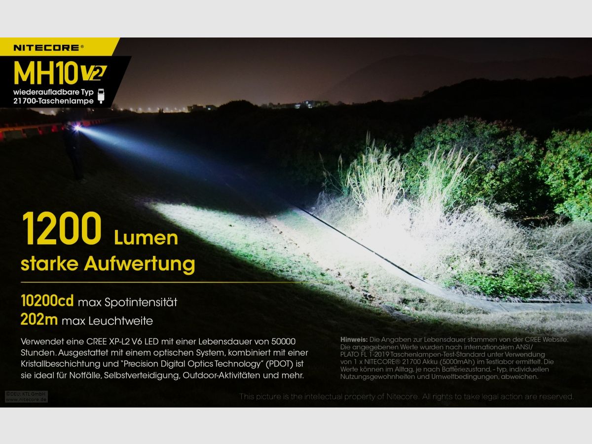 Nitecore MH10V2 Taschenlampe MH10 V2 1200 Lumen