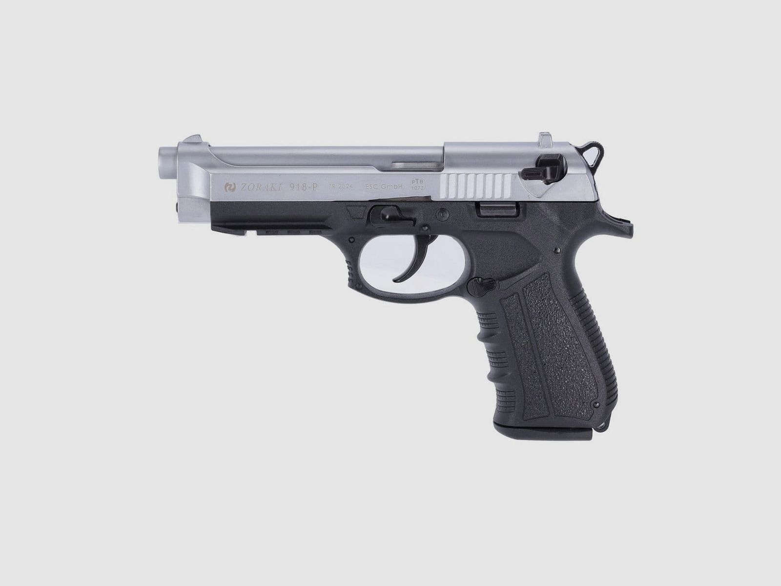 Zoraki 918 blank firing pistol 9 mm P.A.K. matte chrome