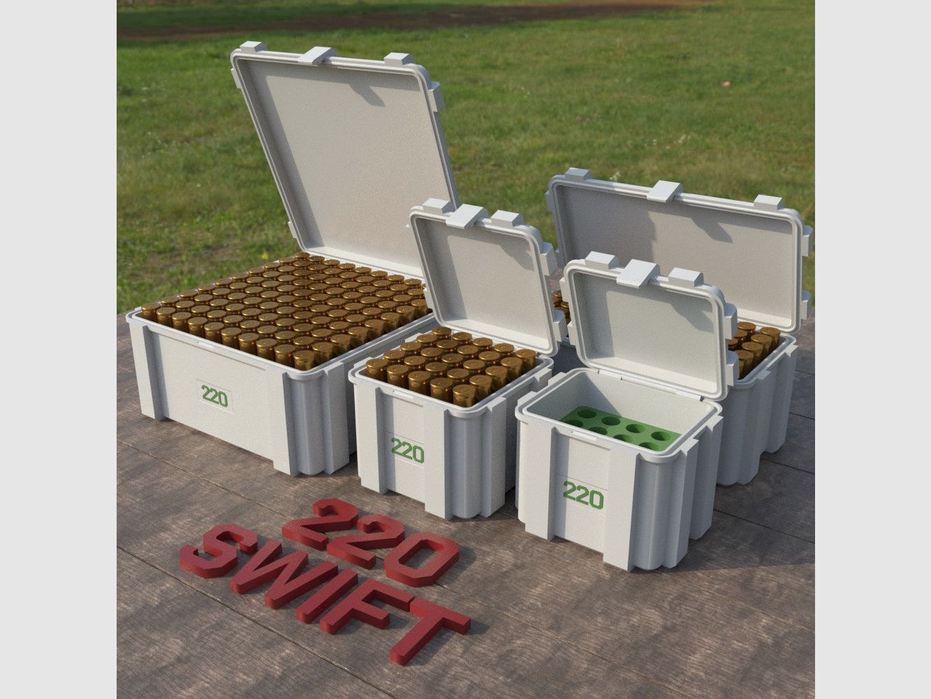 Filamelt ammunition box / .220 Swift / 'flip lid' / cartridge box, ammo box