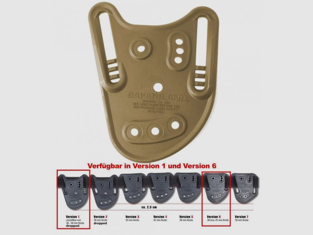 SAFARILAND Gürtelschlaufe Modell 567BL FDE brown Version 6 hoch sitzend = 38 bzw. 45 mm Breite