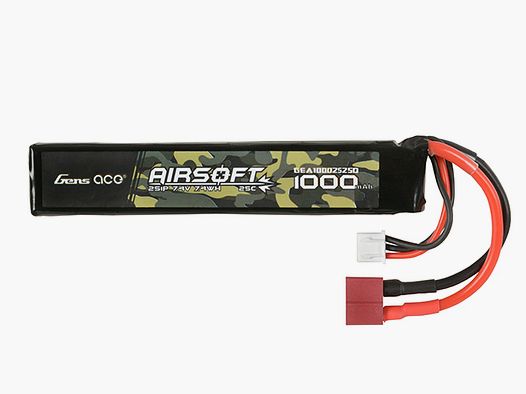 Gens Ace 25C 1000mAh 2S1P 7.4V stick type with T connector