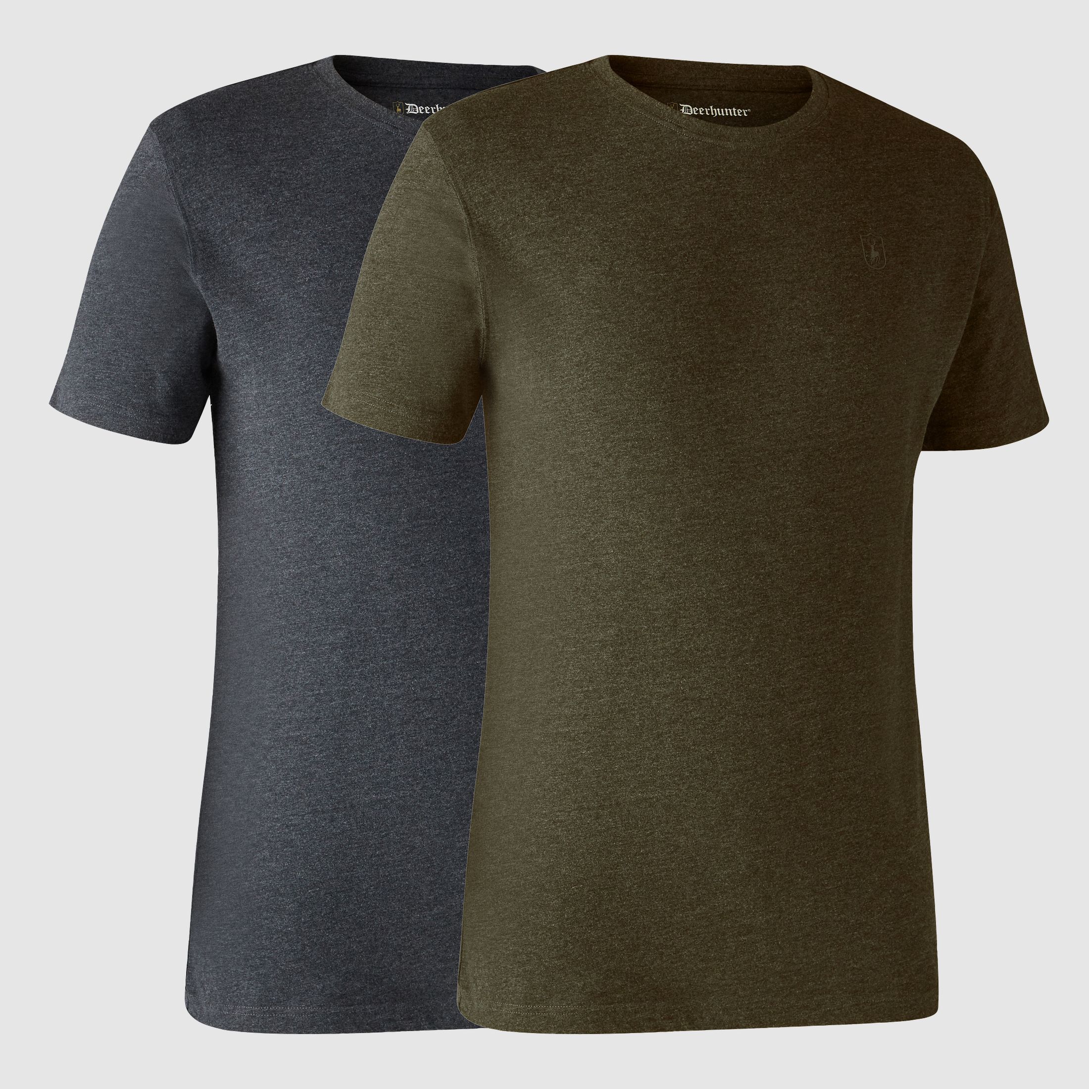 Basic T-Shirt im 2er-Pack - Adventure Green Melange – Größe: L